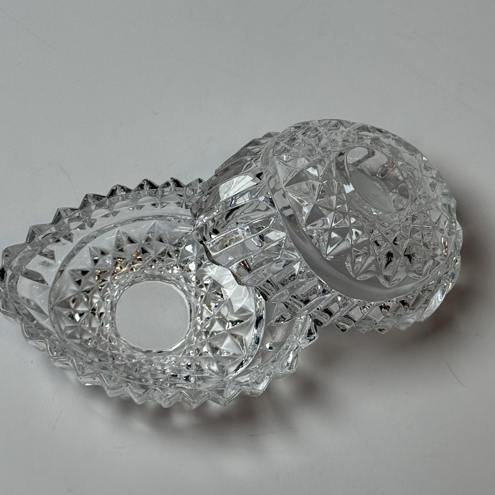 Egg Shaped Cut Crystal Trinket Box w/ Lid‎ Vintage Not original box - Picture 10 of 14